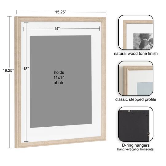 Kate and Laurel 14" x 18" Adlynn Photo Frame with 11" x 14" Mat
